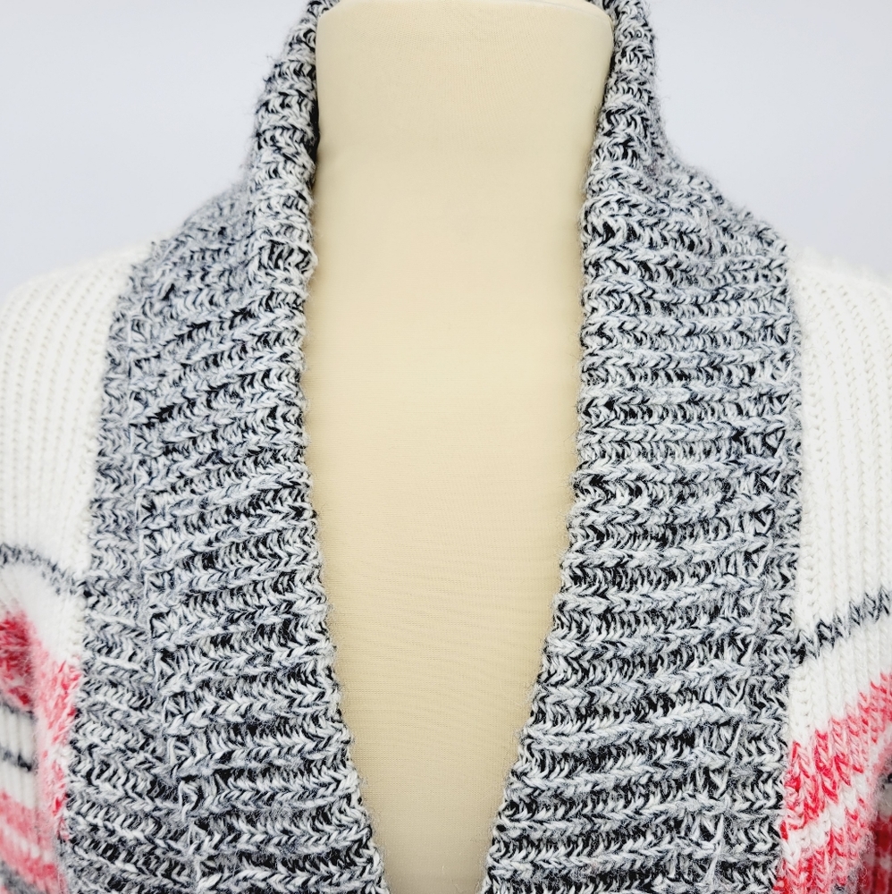 Sears Vintage Chunky Knit Striped Ribbed Cardigan Size Small - Picture 2 of 8